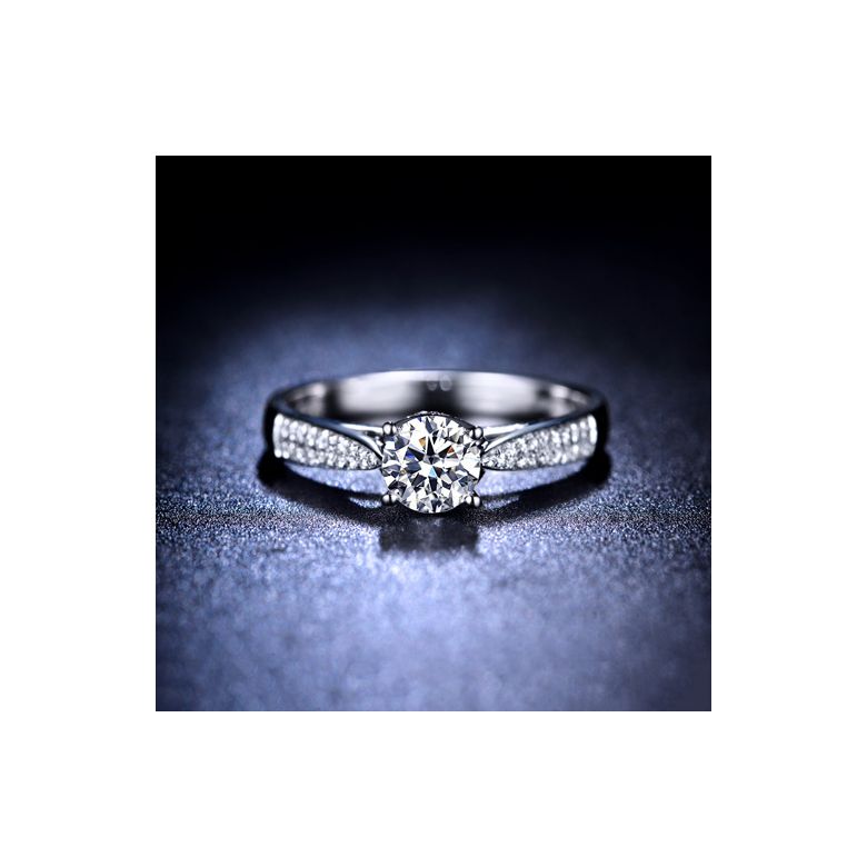 Bague de Fiancaille Lafayette - Solitaire épaulé Or Blanc, Diamant | Gemperles - 4