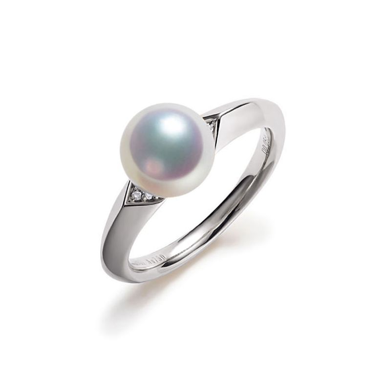 Bague Tsuguka - Or blanc, perle Akoya, diamant | Tsuguka - 1