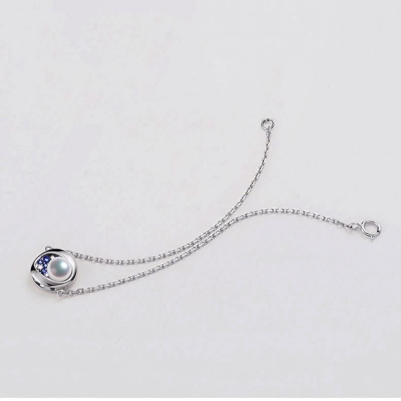 Bracelet perle Akoya - Diamant, saphir, Or blanc I Seiza - 6