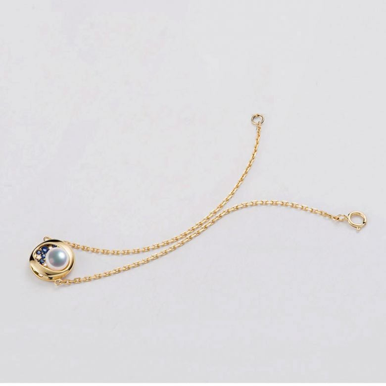 Bracelet perle Akoya - Diamant, saphir, Or jaune I Seiza - 9