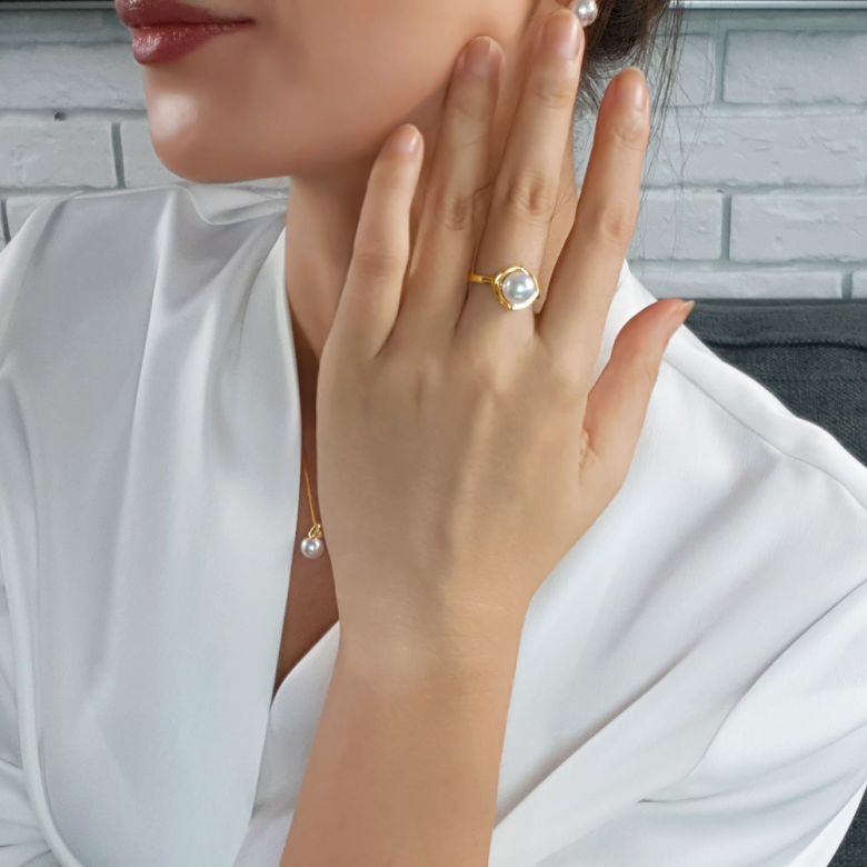 Bague perle de culture - Perle Akoya Japon - Or jaune - Coco Chanel - 13