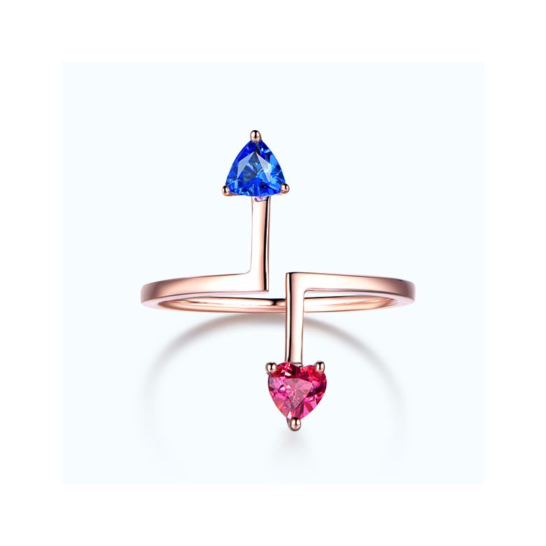 Bague Vice et Versa. saphirs Bleu et Rose. Or rose - 1