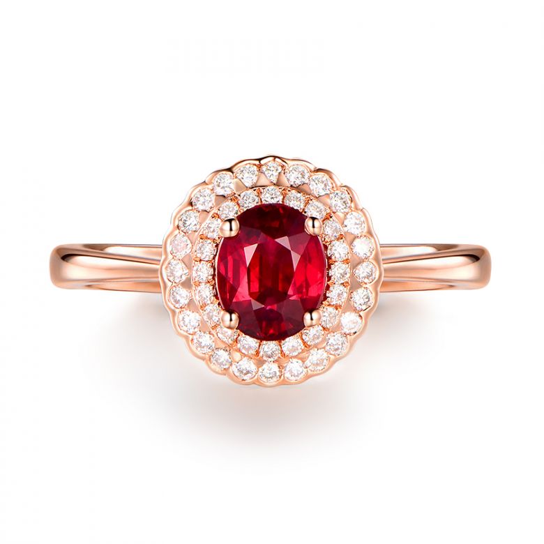 1 rubis, des diamants et de l'or rose : Bague Florali - 9