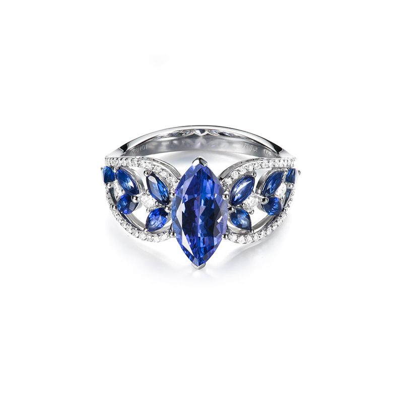 Bague Mère Nature - Saphir bleu - Or blanc, diamant - 3