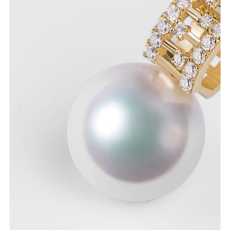 Pendentif Mikiko perle Akoya du Japon. Or jaune, diamants - 6