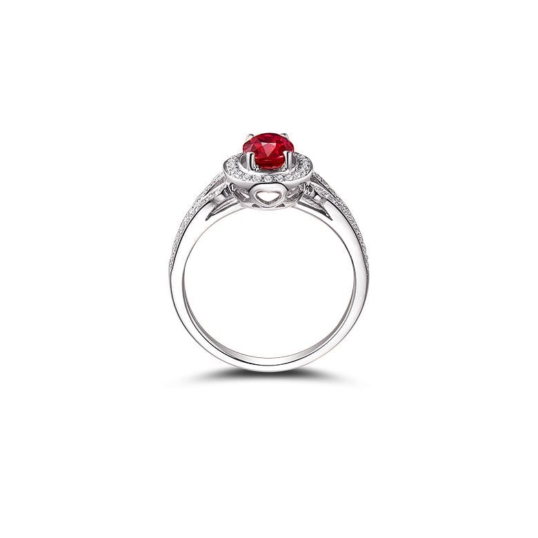 Bague Mogok, rubis de Mozambique.  Or blanc et diamants | Mogok - 10