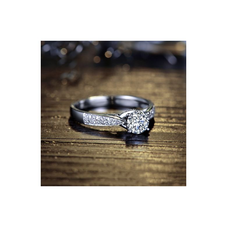 Bague de Fiancaille Lafayette - Solitaire épaulé Or Blanc, Diamant | Gemperles - 7