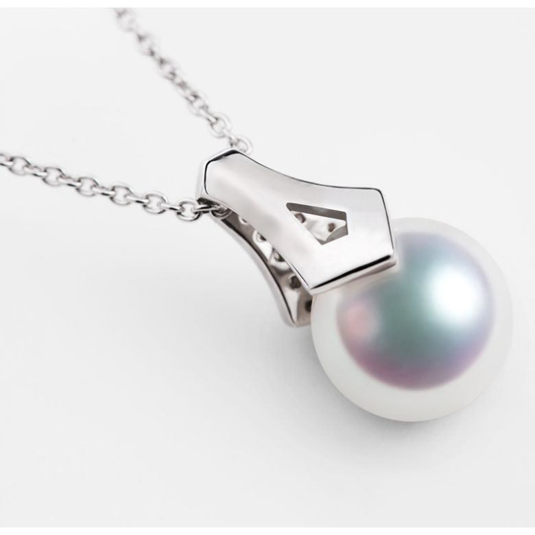 Pendentif perle du Japon Akoya. Michiko. Or blanc et diamants - 6