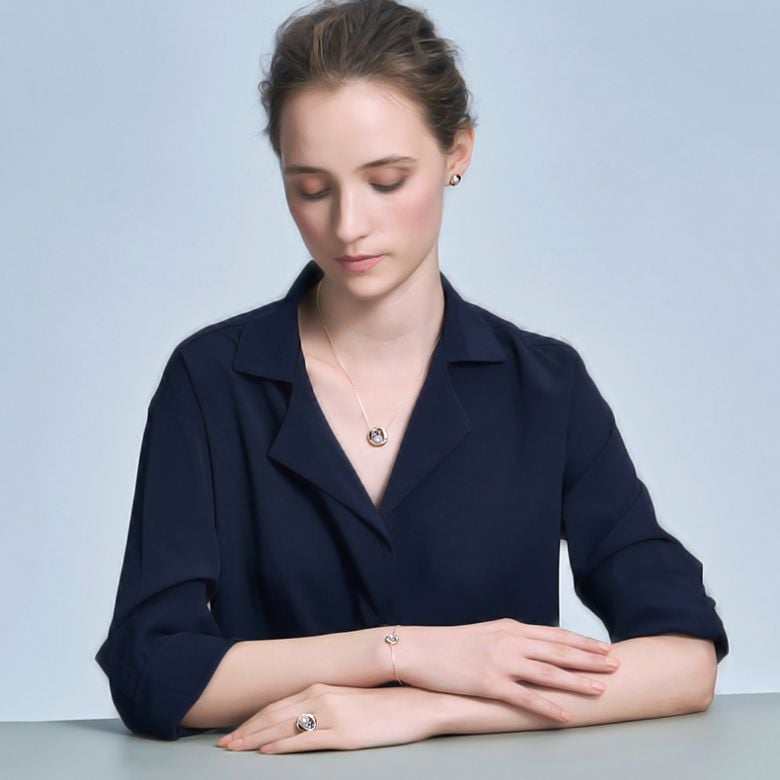 Bracelet perle Akoya - Diamant, saphir, Or jaune I Seiza - 8