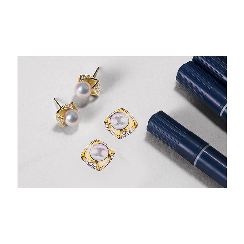 Boucles Oreilles Fukiyose Or jaune Perles Akoya Diamants - 11