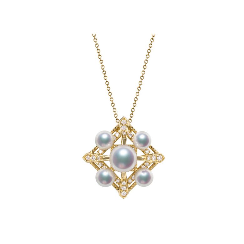Pendentif Voyage stellaire I Perles Akoya Or jaune Diamants - 1