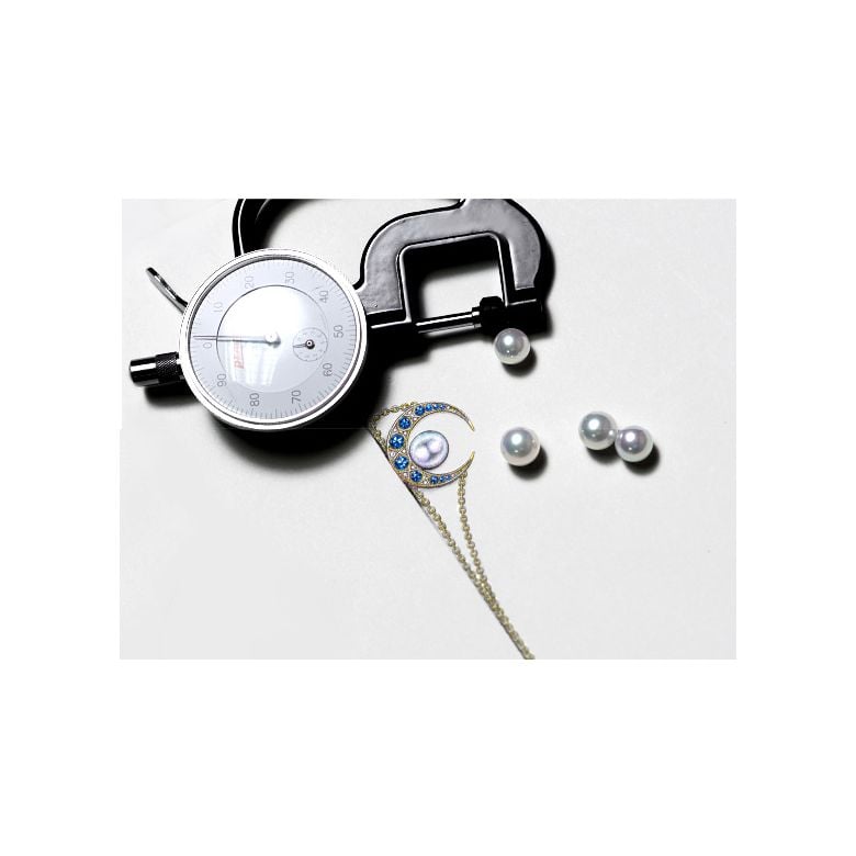 Pendentif Mikadzuki I Perle Akoya Saphir. Croissant de Lune - 6