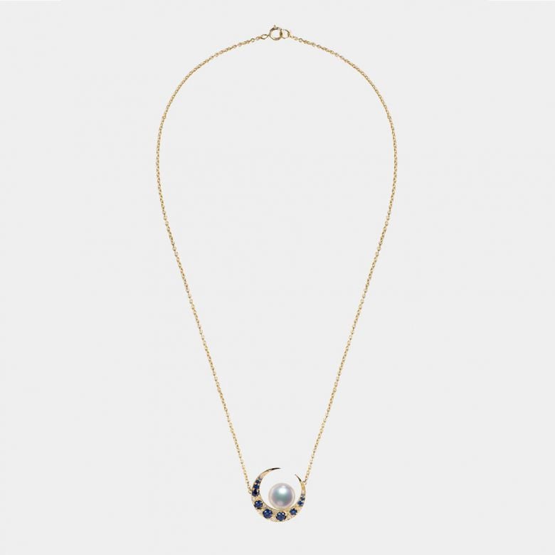 Pendentif Mikadzuki I Perle Akoya Saphir. Croissant de Lune - 7