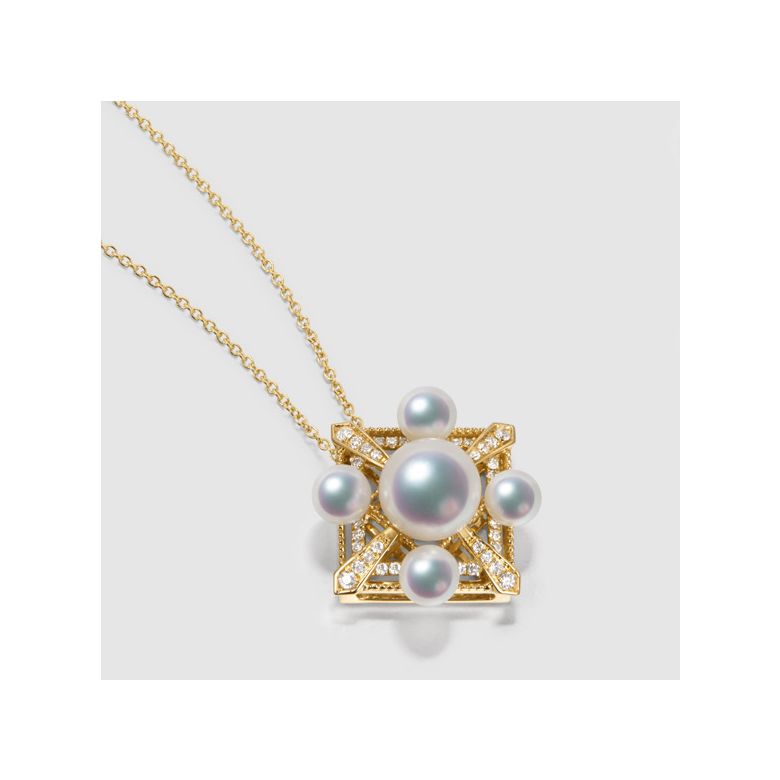 Pendentif Voyage stellaire I Perles Akoya Or jaune Diamants - 4