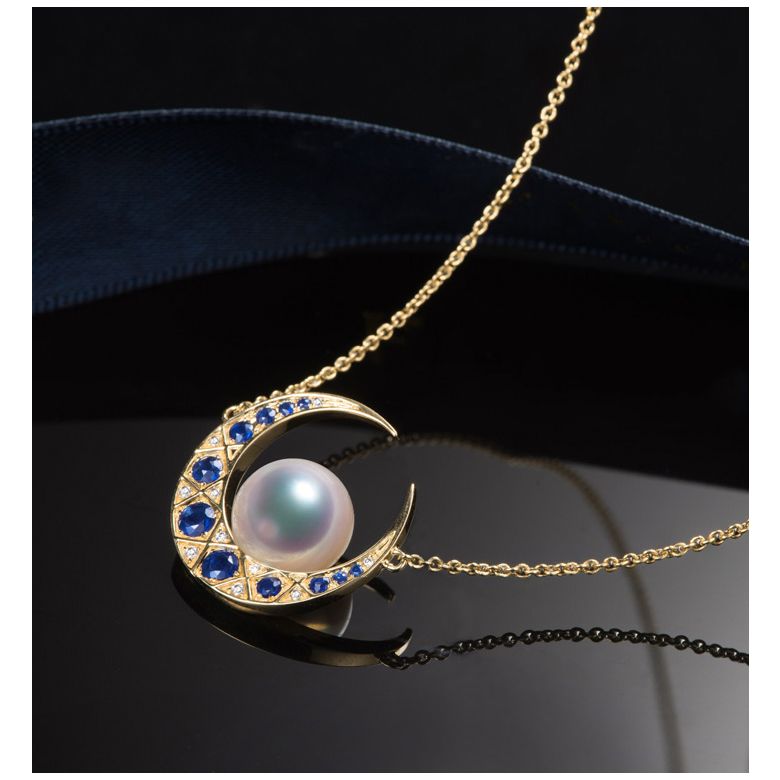 Parure Mikadzuki I Perle Akoya Saphir. Croissant de Lune - 9