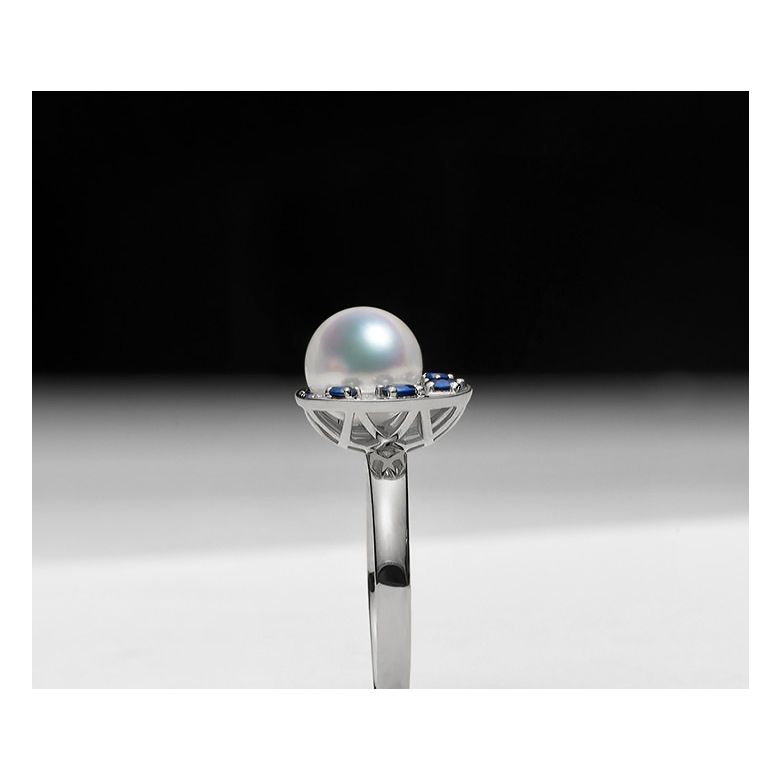 Bague Mikadzuki, Croissant de Lune I Perle Akoya, Saphir, Diamant - 9