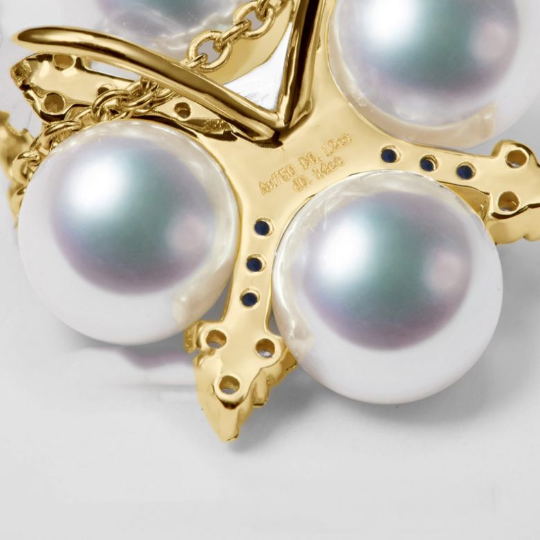 Pendentif Voyage stellaire I Perle Akoya Or jaune Diamant Saphir - 6