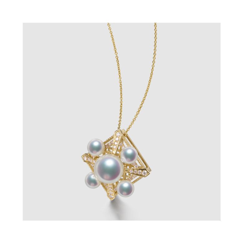 Pendentif Voyage stellaire I Perles Akoya Or jaune Diamants - 7