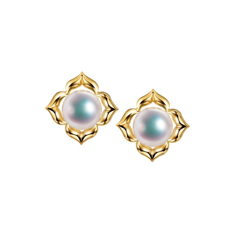 Boucles Oreilles Étoiles Filantes Perle Akoya Or Jaune - 1