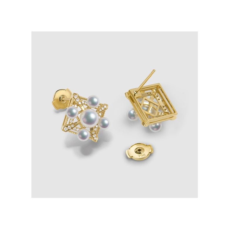 Boucles Oreilles Voyage stellaire. Or jaune Perle Akoya  - 7