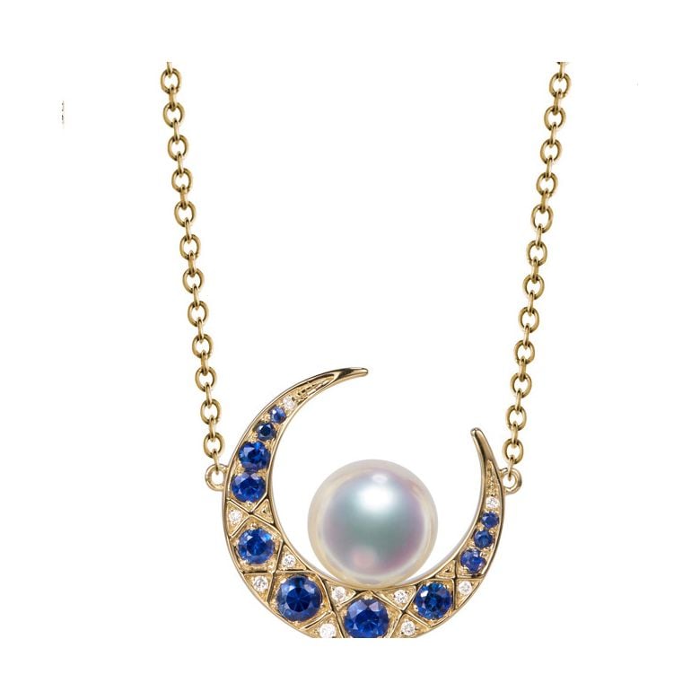 Pendentif Mikadzuki I Perle Akoya Saphir. Croissant de Lune - 4