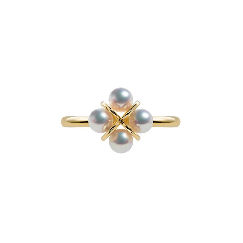 Bague trèfle 4 perles - 1