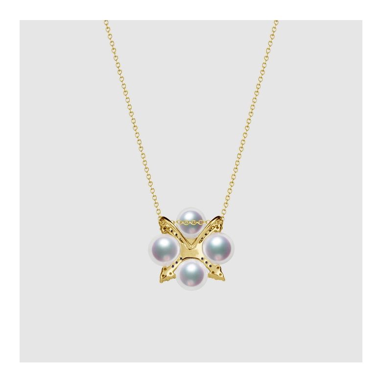 Pendentif Voyage stellaire I Perle Akoya Or jaune Diamant Saphir - 5