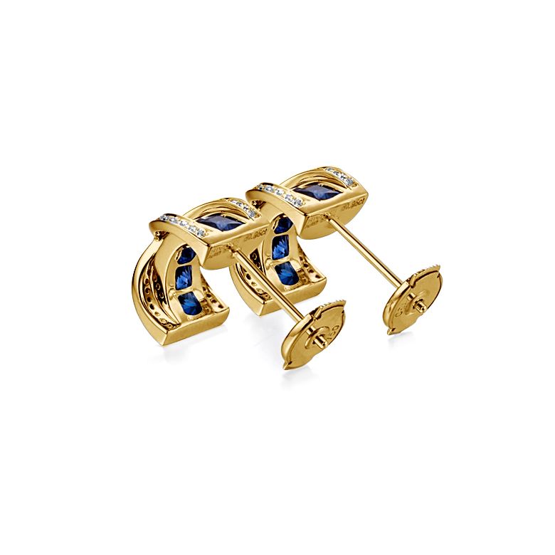 Boucles Oreilles sens de nos vies. En saphirs, diamants et Or jaune - 10