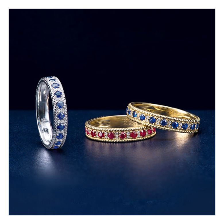 Bague saphir - Tempietto - Or jaune, diamant, saphir - 14