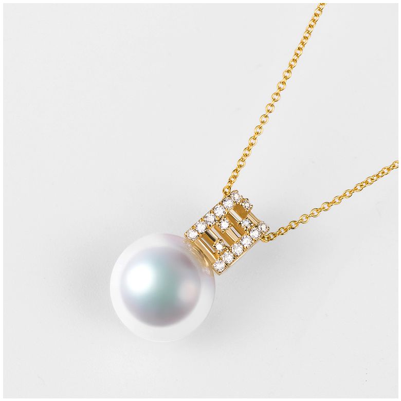 Pendentif Mikiko perle Akoya du Japon. Or jaune, diamants - 8