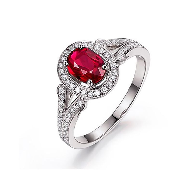 Bague Mogok, rubis de Mozambique.  Or blanc et diamants | Mogok - 2