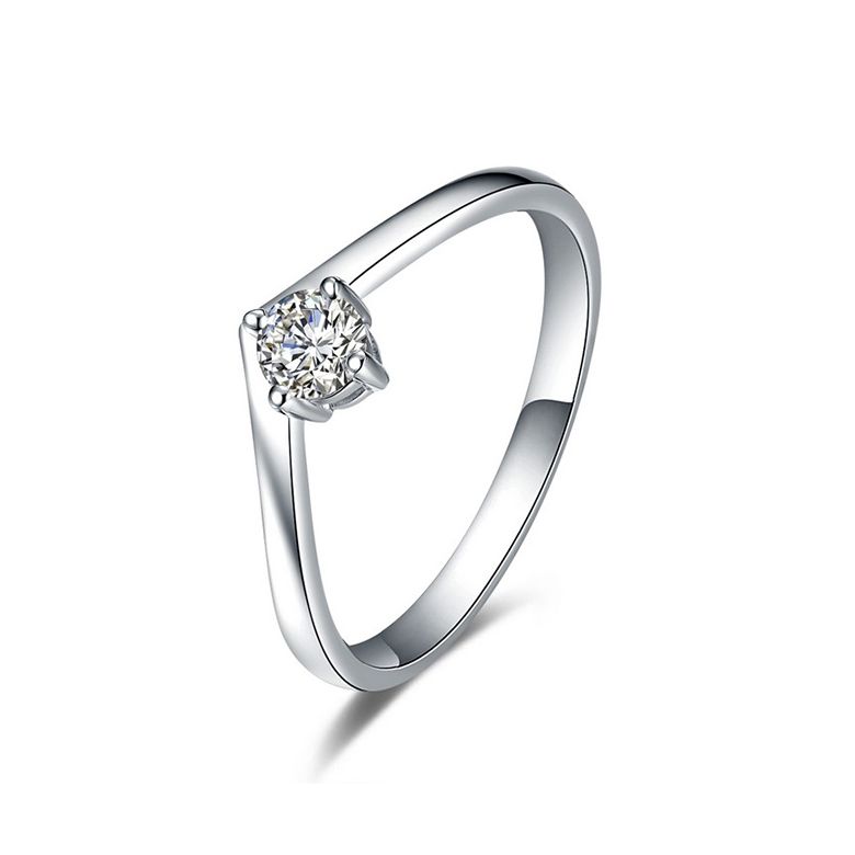 Bague Solitaire Accompagné Wonder Woman -  Bague de Fiançailles Or Blanc | Gemperles - 6