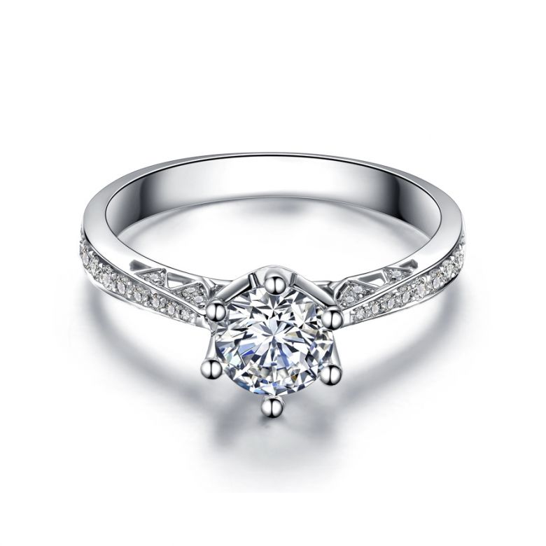 Bague de fiancailles - Diamant solitaire accompagné Or blanc - Koh-I-Noor - 3