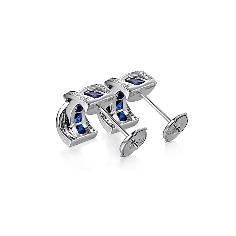 Boucles Oreilles sens de nos vies. En saphirs, diamants et Or blanc - 10