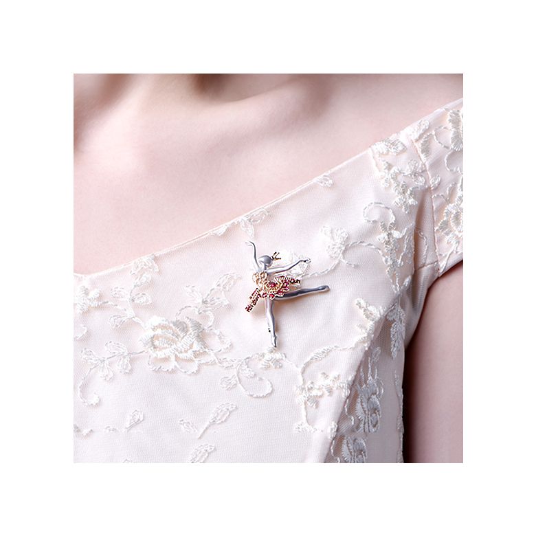 Pendentif Princesse Ballerina - Broche Or blanc - Rubis - 9