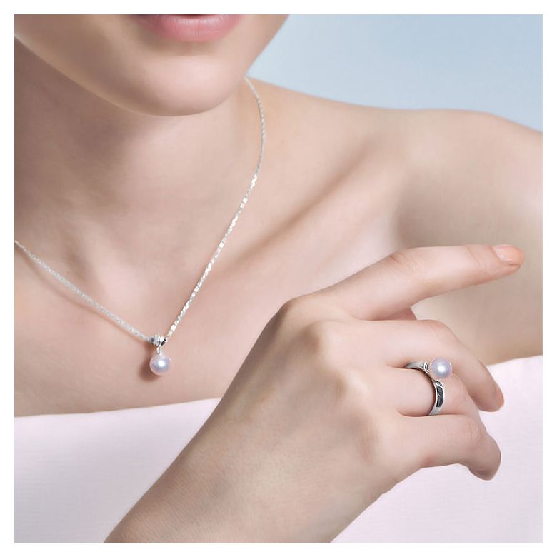 Bague Tsuguka - Or blanc, perle Akoya, diamant | Tsuguka - 7
