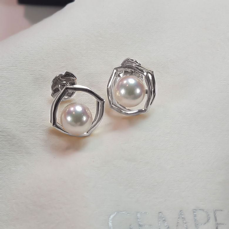 Boucle d oreille perle de culture - Perle Akoya Or blanc - Coco Chanel - 7
