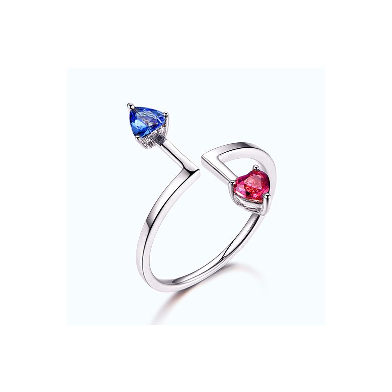 Bague Vice et Versa. saphirs Bleu et Rose. Or blanc - 1
