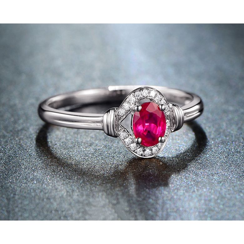 Bague rubis Chéri diamants et Or blanc 18cts - 7