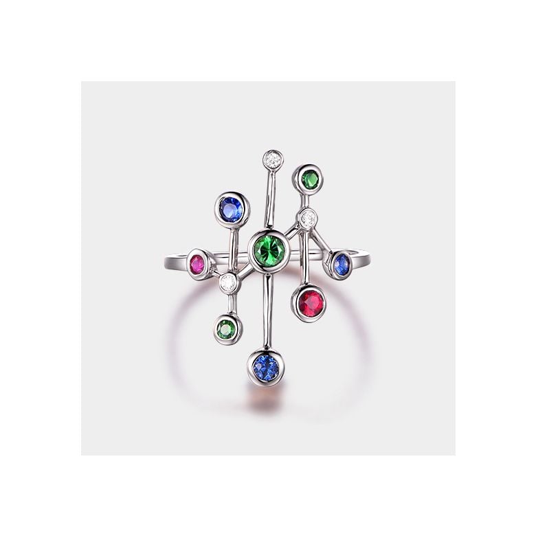 Bague gouttes d’amour. Or blanc, pierres précieuses - 8