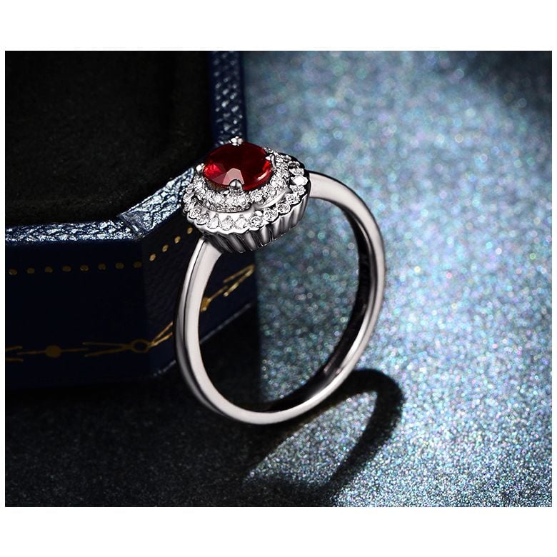1 rubis, des diamants et de l'or blanc : Bague Florali - 7