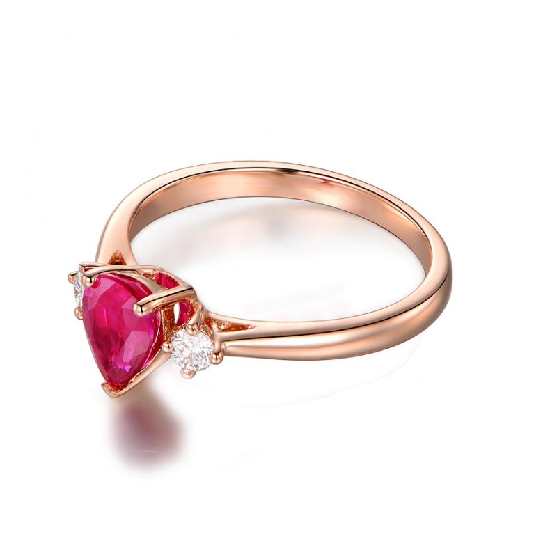 Bague Amour. Or rose, rubis 1ct taillé en poire, diamants - 7