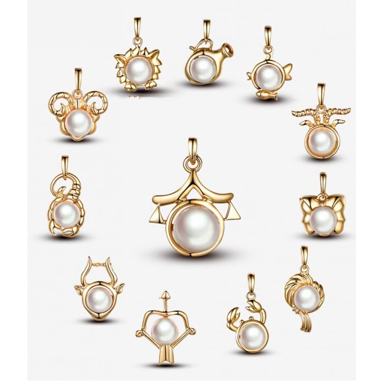 Pendentif Zodiaque. Perle Akoya, Or jaune 18cts - 1
