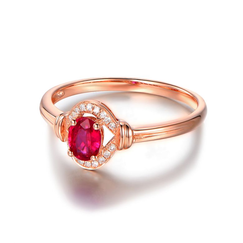 Bague rubis Chéri diamants et Or rose 18cts - 6