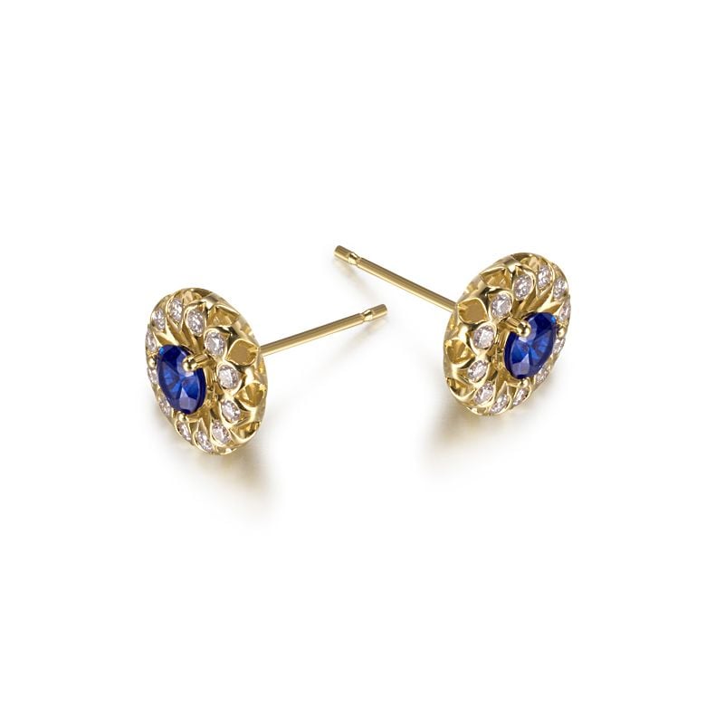 Boucle d oreille bleu de Médicis - Saphir, or jaune, diamant - 6