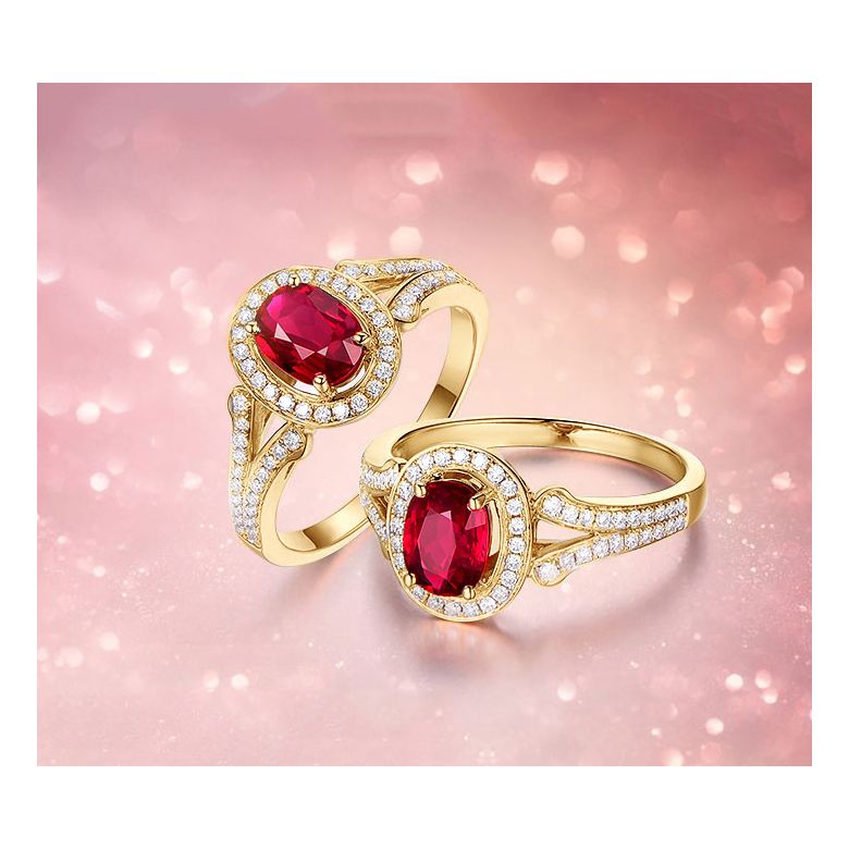 Bague Mogok, rubis de Mozambique.  Or jaune et diamants | Mogok - 10