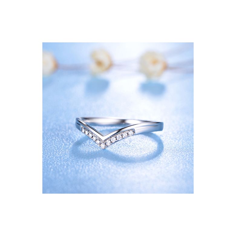 Bague Solitaire Accompagné Wonder Woman -  Bague de Fiançailles Or Blanc | Gemperles - 11