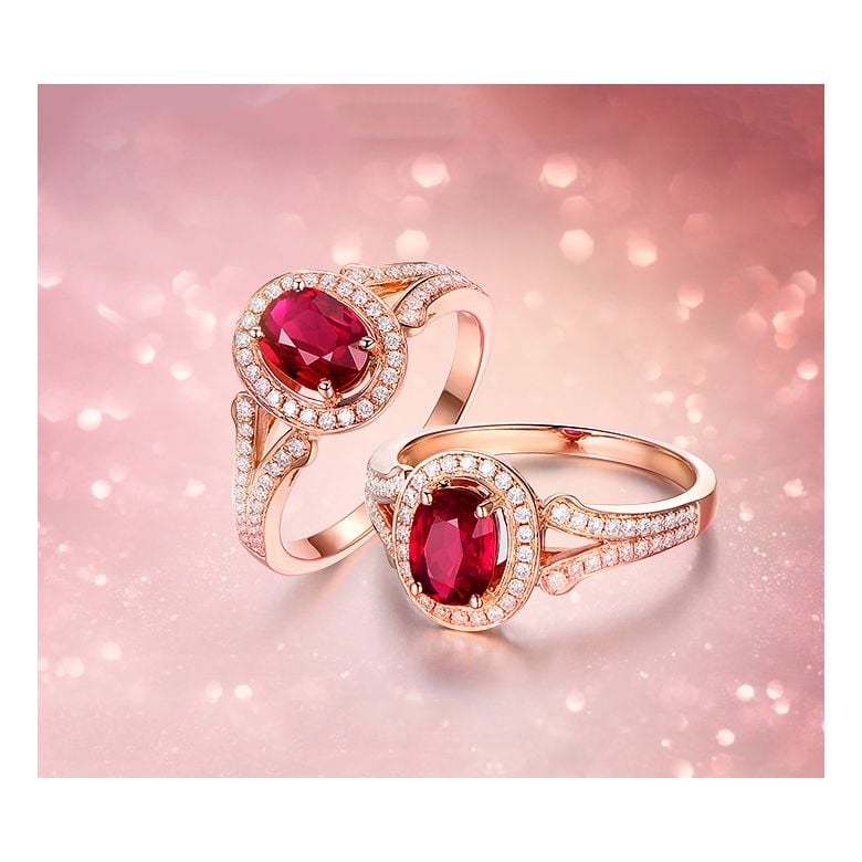 Bague Mogok, rubis de Birmanie.  Or rose et diamants | Mogok - 3