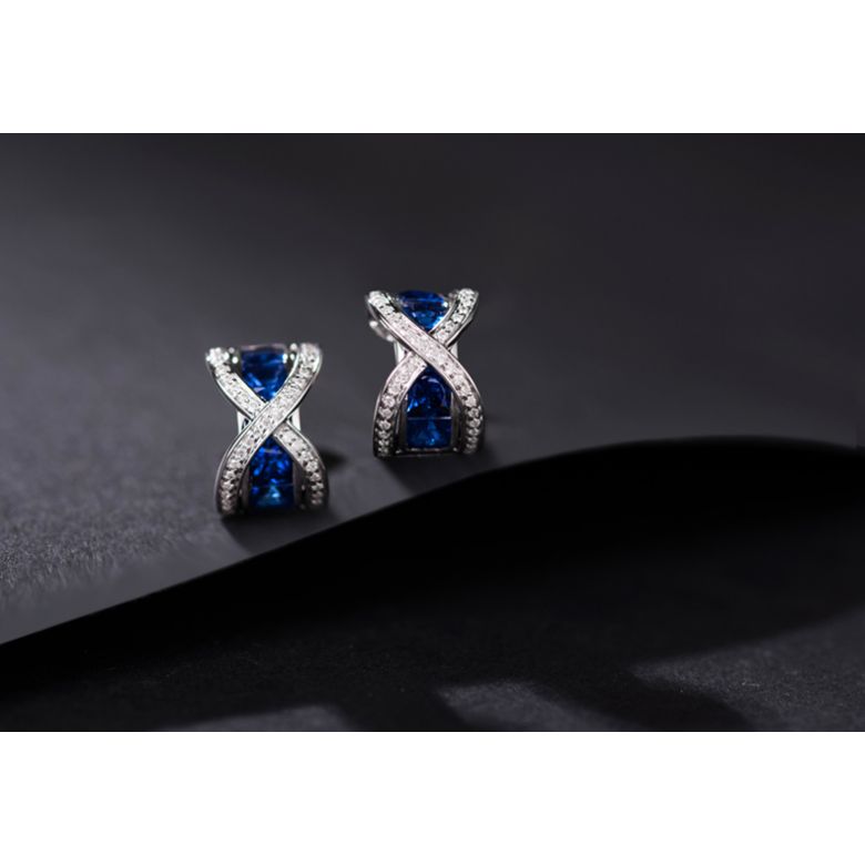 Boucles Oreilles sens de nos vies. En saphirs, diamants et Or blanc - 5