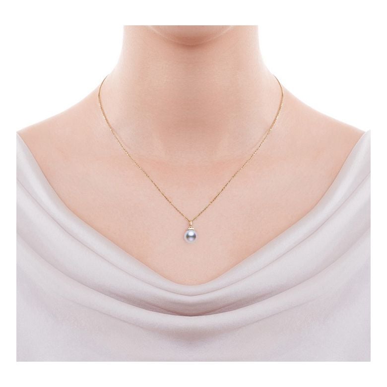Pendentif Ojo. Perle Akoya Japon. Couronne Diamants, Or jaune - 2